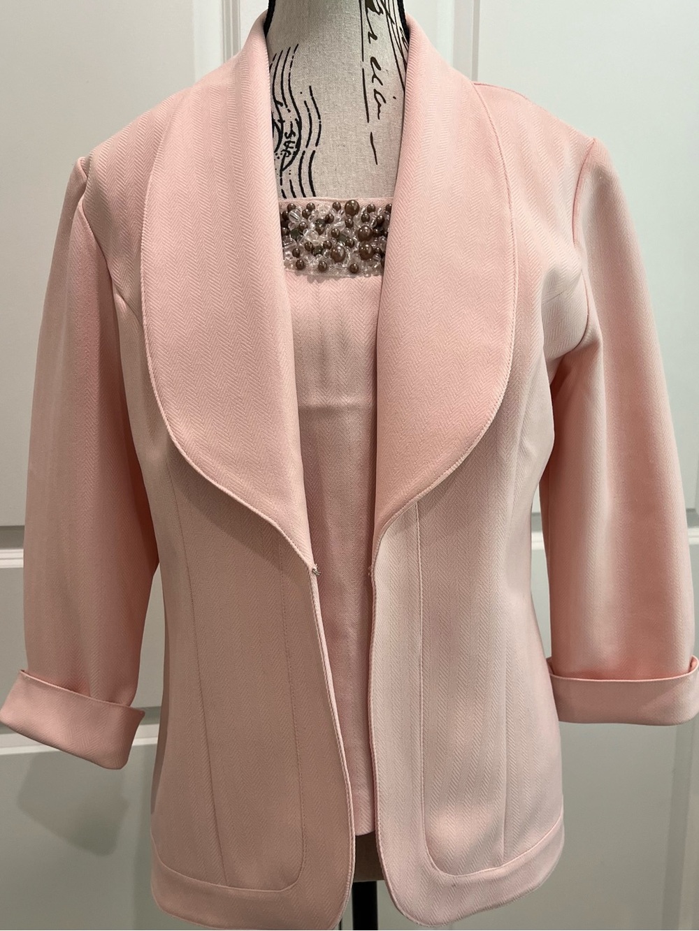 K Studio Collection Pink Shawl Collar Open-Front Blazer, size 8